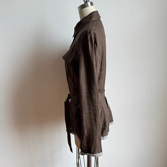 MAXMARA 100% Linen Belted Utility Jacket - Picture 5 of 12